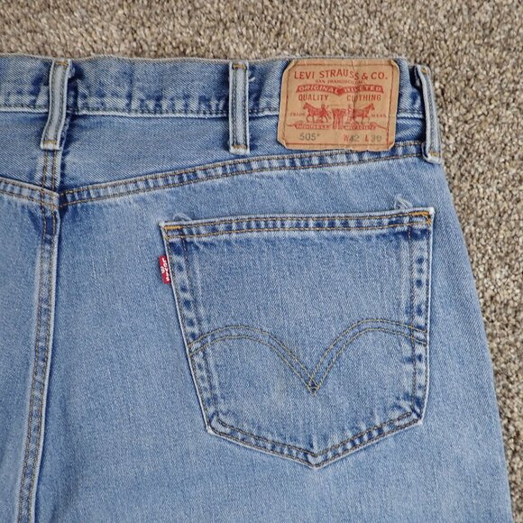 Vintage Levis 505 Jeans Mens Tag 42x30 Blue Denim - Picture 8 of 10